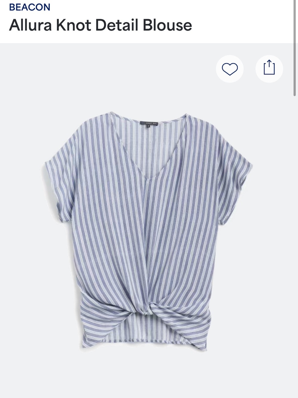 Beacon Striped Knot-Front Blouse - Blue & White